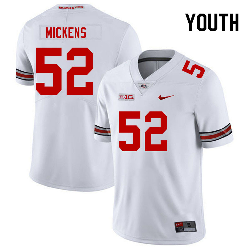 Youth #52 Joshua Mickens Ohio State Buckeyes College Football Jerseys Stitched Sale-White